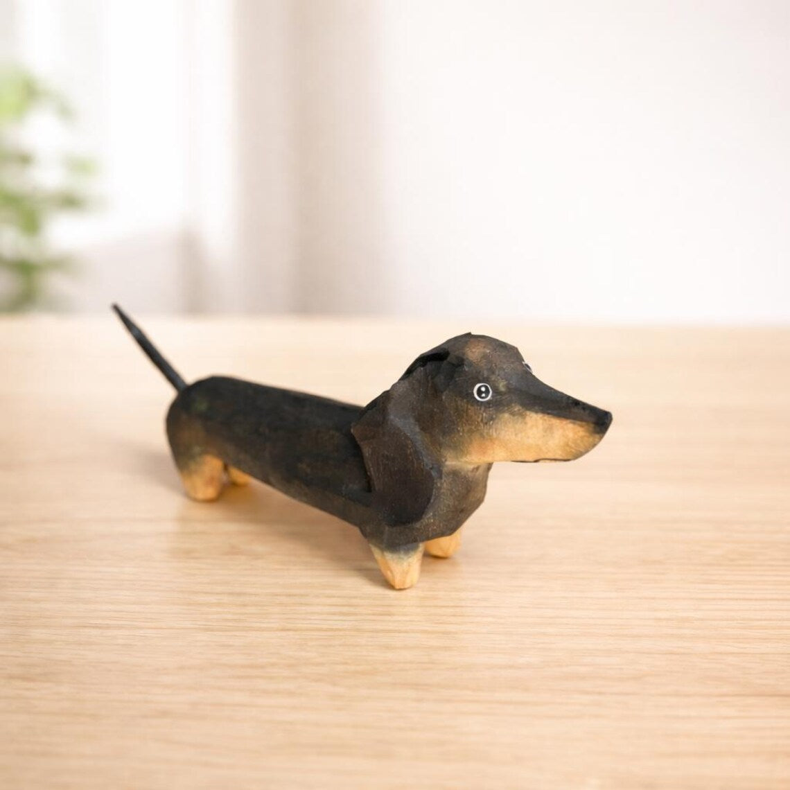 Wooden Dachshund Figurine – Sausage Dog Desk and Shelf Decor