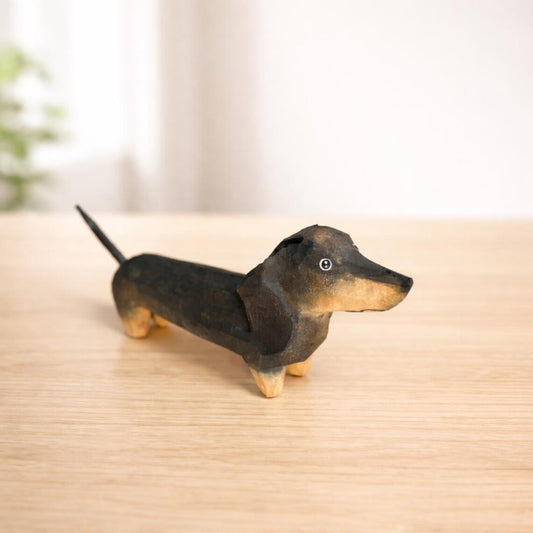 Wooden Dachshund Figurine – Sausage Dog Desk and Shelf Decor